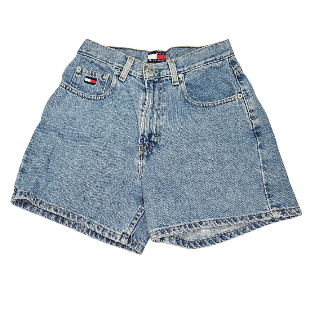 VTG Tommy Hilfiger 90s High Waisted Denim Shorts Light Wash Sz 8 25 Waist